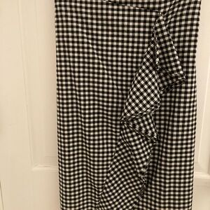 Who What Wear Black and White Check Ruffle Skirt Size 12